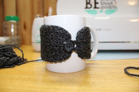 Knitting Machine Cup Cozy, Mug Cozies, Cup Cosy, Circular Knitting Machine, Coffee Cup Cozy, Mug Cozy, Cup Cozy, Yarn Tail, Fabric Glue