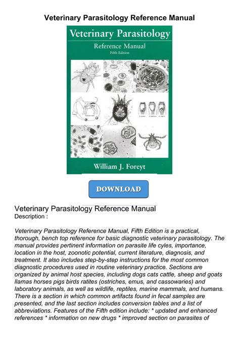 DOWNLOAD/PDF Veterinary Parasitology Reference Manual PDF Veterinary Parasitology, Quick Saves