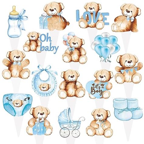 Baby Shower Bear Theme, Teddy Bear Cupcake Toppers, Bear Theme Birthday, Bear Cupcake Toppers, Decorations For Baby Shower, Teddy Bear Cupcakes, Teddy Bear Birthday Party, Baby Shower Party Themes, Bear Cupcakes