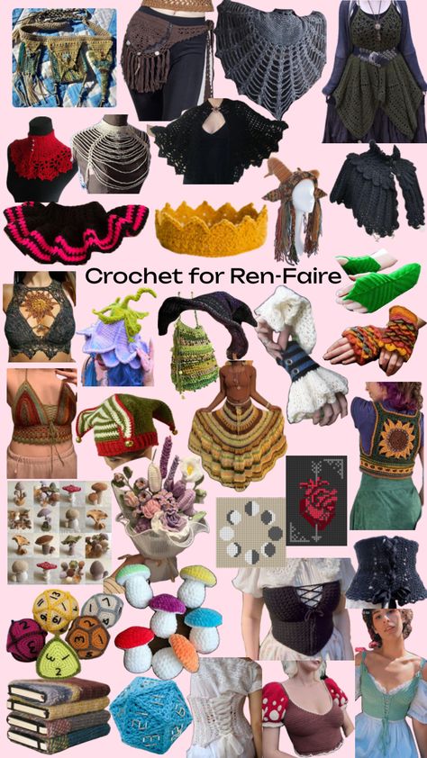 Ren Faire Outfits, Fair Outfits, Fest Outfits, Crochet Design Pattern, Fun Crochet Projects, Diy Crochet Projects, Crochet Basics, Crochet Techniques, Crochet Fashion