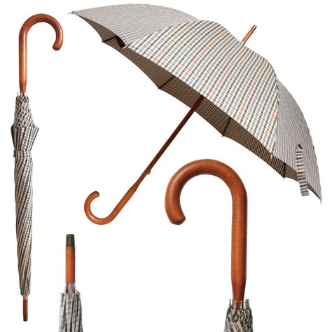 Philadelphia umbrella-- one piece maple wood shaft and handle, plaid cotton cover and manual mechanism. Best Umbrella, Green Plaid, Maple Wood, Philadelphia, Umbrella, Plaid, One Piece, Mens Outfits, Wood