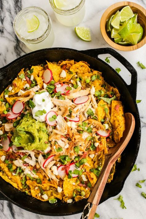 Easy Skillet Chicken Chilaquiles by Brenda | The Pioneer Woman | Bloglovin’ Chicken Chilaquiles, Chilaquiles Recipe, Easy Skillet Chicken, Traditional Mexican Dishes, Mexican Breakfast Recipes, Mexican Breakfast, Iron Skillet Recipes, Easy Skillet, Skillet Chicken