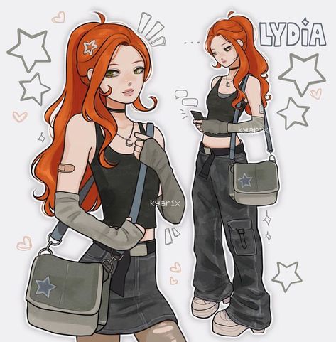 Dti Clothes In Real Life, Drawings Of Ocs, Kyarix Art, Outfits Aesthetic Drawing, Red Head Oc, Teenager Character Design, Comic Style Art, Cartoon People, Stylish Art