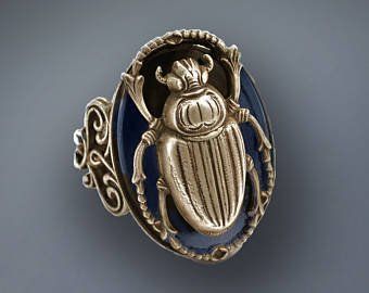 stellaastro on Etsy Scarab Beetle Ring, Beetle Ring, Bug Ring, Insect Ring, Beetle Insect, Egyptian Scarab, Gold Necklace Indian, Scarab Beetle, Beetle Bug