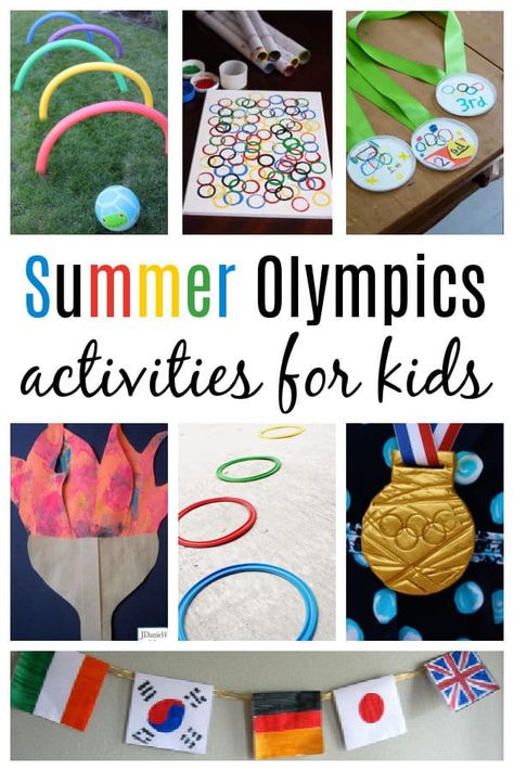 Summer Olympics Preschool, Olympic Themed Activities, Summer Olympics Crafts, Summer Olympics Activities, Preschool Olympics, Olympic Games For Kids, Olympic Idea, Kids Olympics, Olympic Crafts