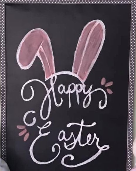 Cute Easter Chalkboard Ideas, Easter Bunny Chalkboard Art, Easter Chalkboard Ideas Easy, Easy Easter Chalkboard Art, Easter Blackboard Ideas, Easter Whiteboard Ideas, Chalkboard Easter Art, Spring Whiteboard Ideas, Happy Easter Chalkboard Art