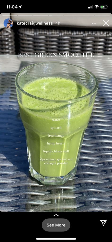 Chlorophyll Smoothie Recipe, Chlorophyll Smoothie, Nutritional Healing, Liquid Chlorophyll, Healing Diet, Smoothie Ideas, Water Spinach, Best Green Smoothie, Hemp Hearts