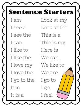 Perfect display to help young learners begin their sentences during writing time! Color and B&W options available + MINI POSTERS for students to keep on hand for easy reference. Print, laminate, and get ready for your students to gain confidence in sentence writing! Ela For 1st Grade, Writing Interventions Elementary, How To Teach Kindergarten, First Grade Sentences, Writing Starter Sentences, 2nd Grade Posters, How To Write A Sentence, How To Writing First Grade, Sentences For Grade 1