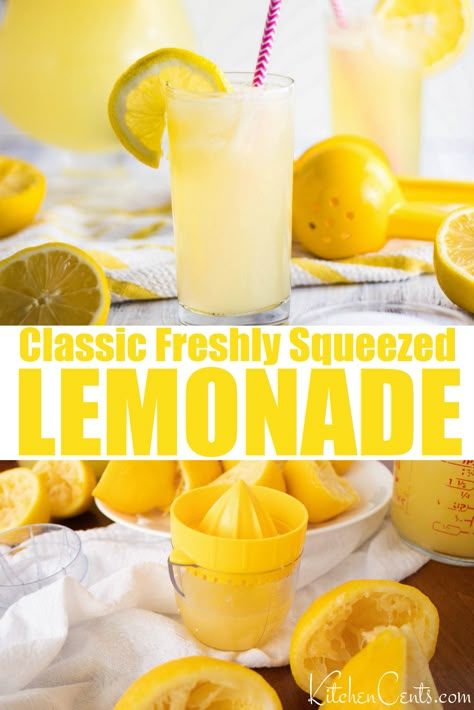 Make Lemonade Out Of Lemons, Homemade Fresh Lemonade Recipe, Recipes For Lemonade, Diy Lemonade Recipe, How To Make Fresh Squeezed Lemonade, Different Types Of Lemonade, Freshly Squeezed Lemonade, Hot Dog On A Stick Lemonade Recipe, Hand Squeezed Lemonade