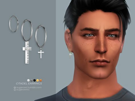 Sims 4 — Citadel earrings | Male version | Right by sugar_owl — - new mesh - base game compatible - all LODs - 5 swatches Mens Piercings, Sims 4 Hair Male, Men's Piercings, Sims 4 Male Clothes, Sims 4 Piercings, Sims 4 Tattoos, Sims Packs, Sims 4 Cc Folder, Sims 4 Gameplay