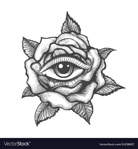 Tattoos On White Background, Rose With Eye Tattoo, Rose Eye Tattoo, Flower Eye Tattoo, Eye Flower Tattoo, Flower With Eye, Traditional Tattoo Eye, Rose Eyes, Eye Tattoo Ideas