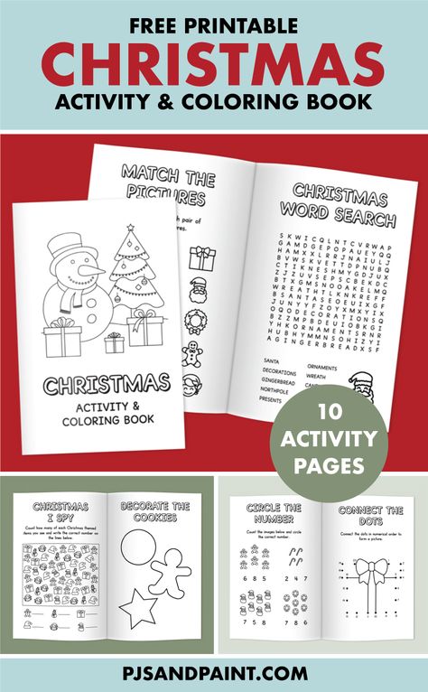 Free Printable Christmas Books, Christmas Activity Book Printable, Christmas Activity Pages, Christmas Activity Sheets, Christmas Booklet, Free Printable Christmas Worksheets, Christmas Homeschool, Christmas Printable Activities, Kids Christmas List