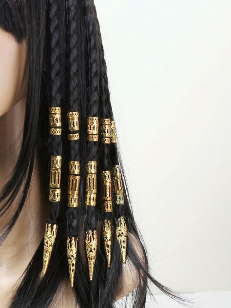 Cleopatra Hair, Egyptian Hairstyles, Hair Jewelry For Braids, Hair Cuffs, Hair Accessories Clips, Hair Rings, Fashion Hair Accessories, Fashion Hair, Gold Hair