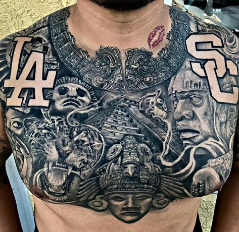 Mexican Chest Tattoo, Mexican Back Tattoos, Aztec Chest Tattoo, Aztec Warrior Tattoo Men, Mexican Tattoo Ideas For Men, Aztec Tattoo Mexican, Aztec Warrior Tattoo, Aztec Tattoos Sleeve, Herren Hand Tattoos