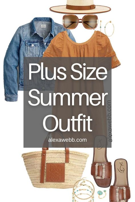 Black Joggers Outfit, Chambray Shirt Outfits, Neutral Summer Outfits, Alt Summer Outfits, Alexa Webb, Plus Size Summer Casual, Beige Tote, Plus Size Summer Outfits, Summer Shorts Denim