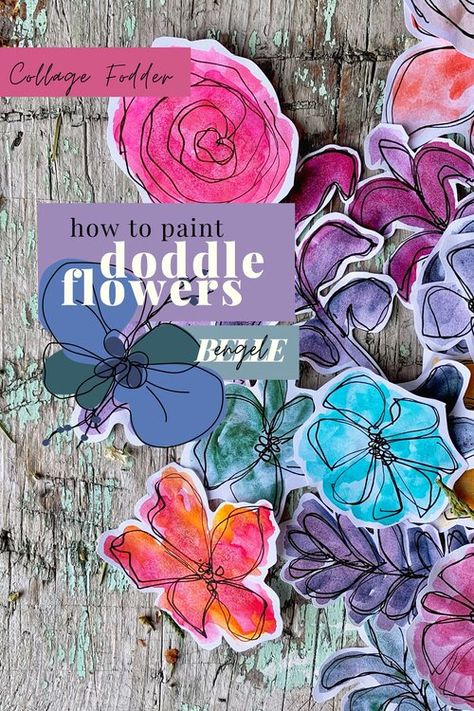 Painted Paper Flowers, Art Research Page Ideas, Black Watercolour Paper, Water Colour Journal, Paper Crafts For Scrapbook, Watercolor Pen Flowers, Watercolor And Pen Art Flowers, Art Journal Fodder, Collage Fodder Ideas