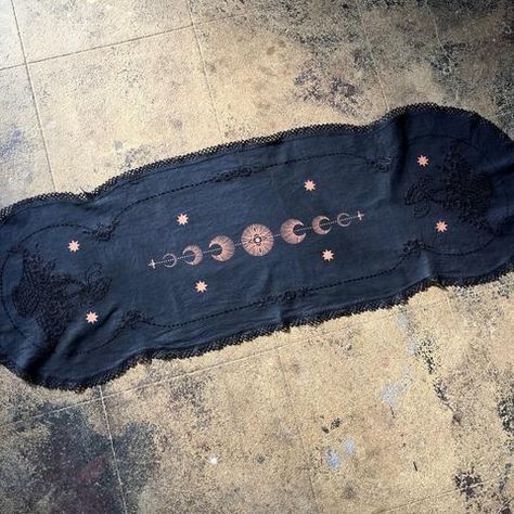 Copper Luna altar cloth                                                                                                                                                                                 More Sanderson House, Pagan Magick, Pagan Crafts, Lunar Phases, Pagan Altar, Witchy Crafts, Altar Cloth, Season Of The Witch, Witch Art