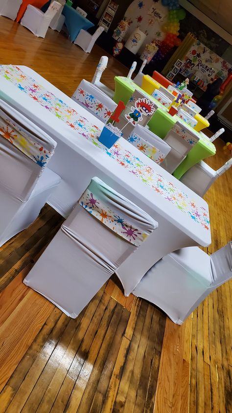 Rugrats Centerpiece Ideas, Rugrats First Birthday Party, Rug Rats Baby Shower Theme, Rugrats Birthday Party Ideas, Rugrats Baby Shower Theme, Rugrats Birthday Party, Twin Birthday Themes, Susie Carmichael, Baby Shower Chair