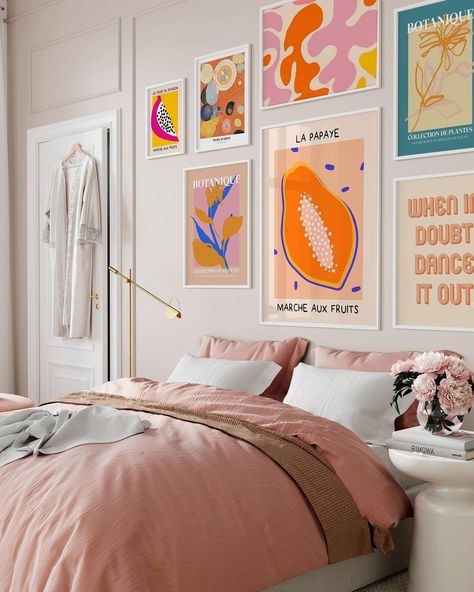 Bedroom Poster Ideas, Bright Color Decor, Gallery Wall Bedroom, Abstract Posters, Now Or Never, Wall Bedroom, Aesthetic Room Decor, My New Room, Aesthetic Room