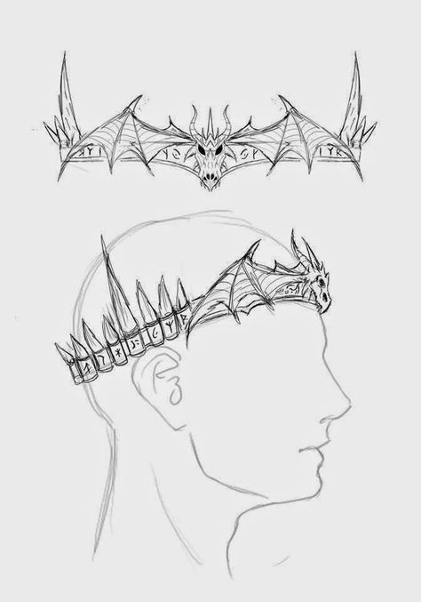 Dragon Crown Aesthetic, Visenya Targaryen Crown, Crown Drawing Ideas, Fantasy Crown Drawing, Crown Reference Drawing, Targaryen Accessories, How To Draw A Crown, Crown Design Drawing, Crown Art Drawing