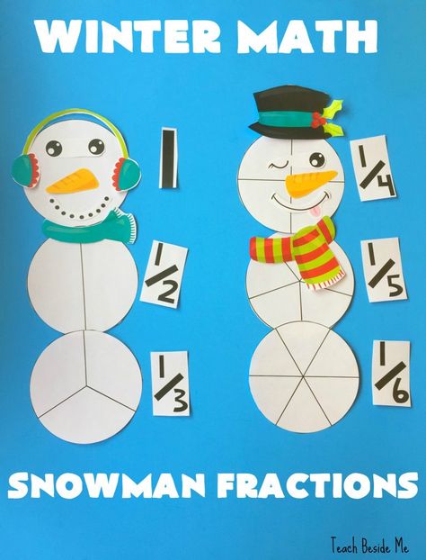 Winter Math: Snowman Fractions - Teach Beside Me Snowman Worksheet, Winter Math Activities, Fraction Activities, Math Crafts, Science Crafts, Winter Math, Math Intervention, Christmas Math, Math Projects