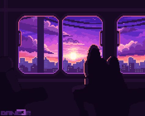 ArtStation - DAY 7 - WINDOW 🌌, David "Danc3r" Moyano Sunset Gif, Calm Sunset, Pixel City, Pixel Life, Pixel Gif, Pixel Art Landscape, Gif Background, 8 Bit Art, Live Backgrounds