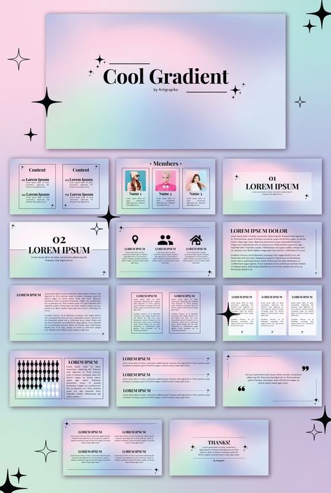 gradient presentation using canva with stars and minimal Gradient Canva Template, Point Design Element, Power Point Inspo Aesthetic, Power Points Ideas, Aesthetic Canva Templates Free, Canva Powerpoint Template Free, Canva Templates Aesthetic, Powerpoint Aesthetic Templates, Canva Presentation Ideas School