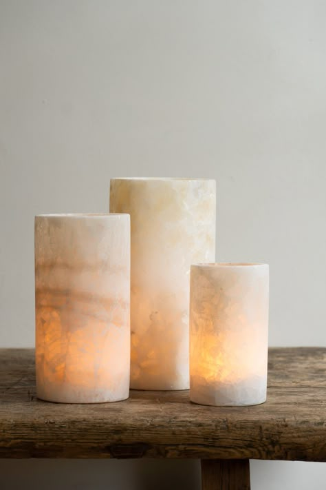 Alabaster Candle Holder, Alabaster Furniture, Rh Home Decor, Alabaster Light, Minimalism Decor, Stone Candle Holder, Stone Home Decor, Porcelain Candle, Alabaster Stone