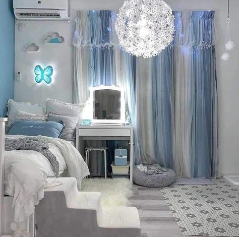 Baby Blue Bedrooms, Blue Bedroom Walls, Study Room Decor, Small Room Design, Aesthetic Rooms, Blue Rooms, Room Makeover Bedroom, Dream Room Inspiration, Room Makeover Inspiration