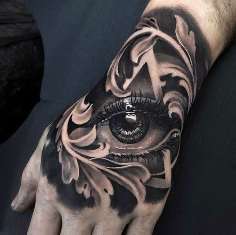 Realistic Eye Tattoo, Egyptian Eye Tattoos, Hand Tattoo Designs, All Seeing Eye Tattoo, Filigree Tattoo, Octopus Tattoo Design, My Tattoos, Wicked Tattoos, Cool Forearm Tattoos