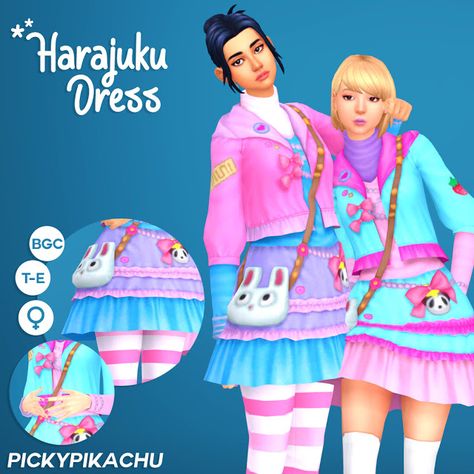 Harajuku Dress, Sims Background, Kawaii Clothes Goth, Kawaii Outfits, 2000s Japanese Fashion, Background Characters, Pin Crafts, Sims Packs, Play Sims 4