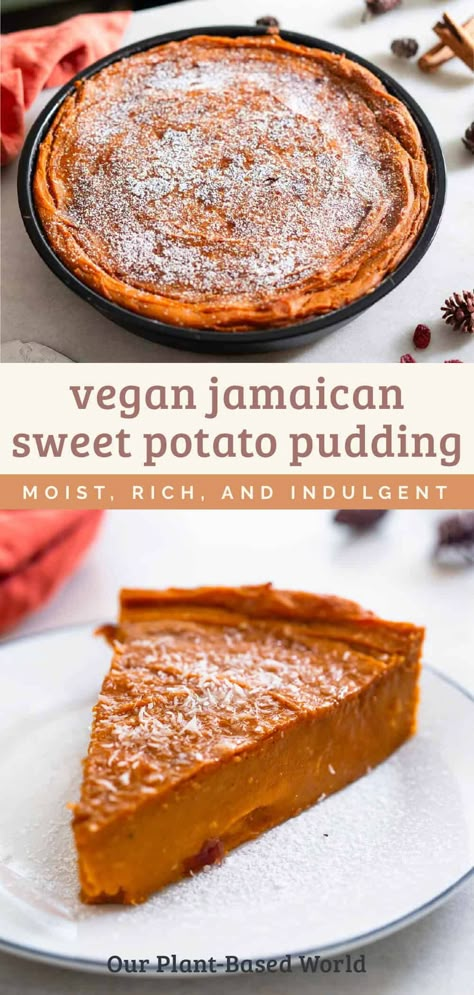 Easy Jamaican Sweet Potato Pudding Cake Recipe Sweet Potato Dessert Vegan, Vegan Sweet Potato Cake, Vegan Sweet Potato Dessert, Healthy Sweet Potato Dessert, Wacky Recipes, Sweet Potato Recipes Vegan, Sweet Potato Desserts, Jamaican Sweet Potato, Vegan Sweet Potato Recipes