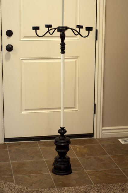 Diy Candelabra Dollar Tree, Diy Candleabra Ideas Dollar Tree, Halloween Candleabra Ideas, Diy Candelabra How To Make, Diy Witch Decor Halloween, Diy Candleabra, Goth Furniture Diy, Halloween Candleabra, Candelabra Diy