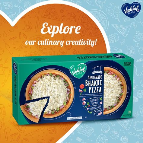 An innovative flavor combination that’s worth trying - Amdavadi Bhakri Pizza. Grab a pack from a grocery store near you. #VadilalGlobal #AmdavadiBhakriPizza #DesiPizza #ReadyToServe #HeatNEat Quick Treats, Grocery Store, Pizza, Sauce, Pizzas