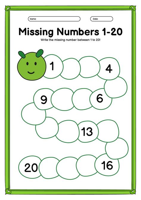 Practice counting and number recognition with these missing numbers worksheets from 1 to 20. Strengthen your child's math skills and understanding of number sequences. Don't miss out on the opportunity to boost your child's math proficiency! #MathWorksheets #MissingNumbers #NumberSequence #mathworksheetsmissing Maths Worksheet Preschoolers, Counting Practice Worksheets, Maths Worksheet For Preschool, Maths Kindergarten Worksheets, Counting For Preschool, Math For Preschoolers Worksheets, Number Counting Worksheets Preschool, 1 Class Worksheets Maths, 1 20 Number Worksheet