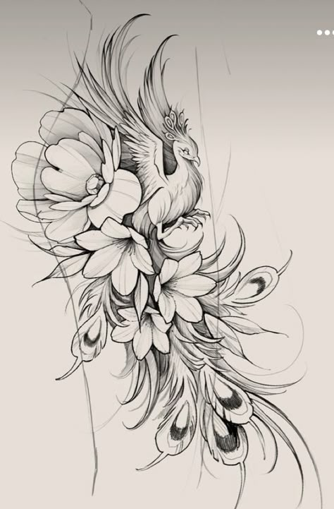 Phoenix Tattoo Arm For Women, Flower Tattoos For Women, Tato Phoenix, Phoenix Tattoo Feminine, Peacock Tattoo, Phoenix Tattoo Design, Hip Tattoos Women, Tatuaje A Color, Tattoo Arm