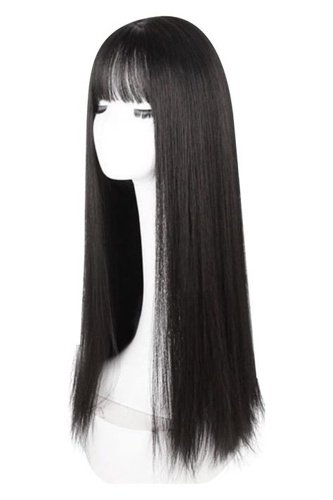 Wig Long Black Wig with Bangs, Long Straight Black Wig with Bangs Stylish Heat Resistant Synthetic Wig for Women, 28.3 Inches Long Black Straight Wig, 26 Inch Wig Straight, Long Black Hair With Bangs, Straight Long Wig, Black Straight Wig, Black Hair With Bangs, Straight Black Wig, Black Wig With Bangs, Black Hair Wigs