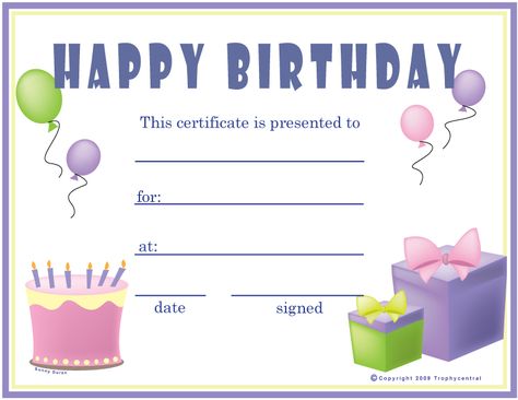 Birthday Gift Certificate, Gift Certificate Template Word, Free Printable Gift Certificates, Birthday Certificate, Free Birthday Gifts, Free Gift Certificate Template, Printable Gift Certificate, Gift Card Template, Happy Birthday Printable