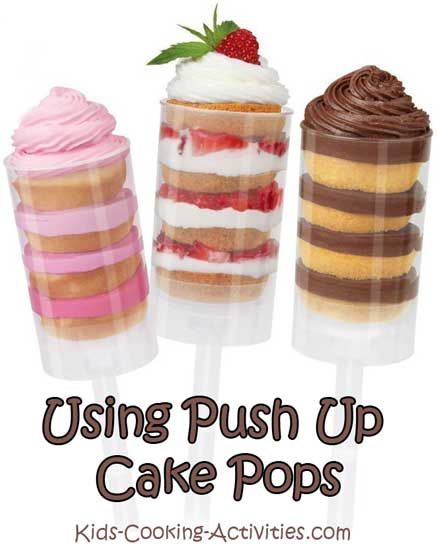 Push Pops Recipes, Push Pop Desserts, How To Make Cupcake, Push Cake, Easy Dessert Idea, Cake Decorating For Kids, Push Up Pops, Cake Push Pops, Mason Jar Desserts