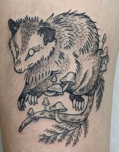 #opossum #mushrooms #nature #naturetattoo #blackwork #dotwork #aesthetic #tattoo #tattooideas #tattooart #tattoosforwomen #gothgirl #darkart #dark #tattoodesign #tiktok #pinterest #art #design #designideas #artwork #artist #tattoos #tattooed #girlswithtattoos #love #tattoolife #blackandgreytattoo #tattooed #picoftheday #gothic #dark #grunge #alternative #horror #black #creepy #darkartists #ink #dots #halloween Opossum Tattoo, Horror Black, Mushrooms Nature, Funky Tattoos, Dotwork Tattoo, Mushroom Tattoos, Sick Tattoo, Pinterest Art, Bff Tattoos