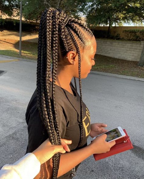 Jumbo Feed In Ponytail, Braid Ponytail For Black Women Updo, Large Feed In Braids Ponytail, Feed In Braids Ponytail With Swoop, Braids Going Into A Ponytail Black, Feed In Braids Ponytail Bun, Feed In Braids Cornrows Ponytail, Feed In Braids Hairstyles Ponytail, Braided Ponytail Hairstyles Feed In