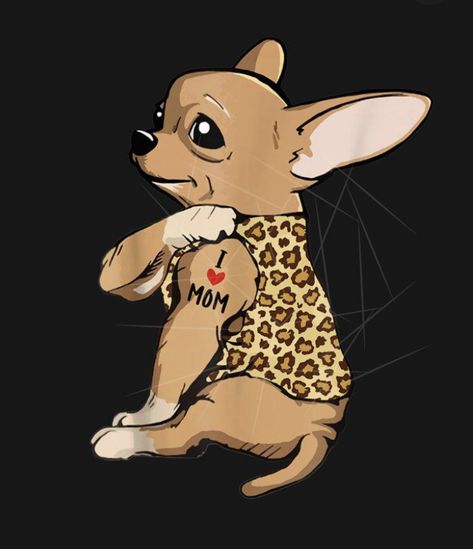 Chiweenie Art, Deer Chihuahua, Chihuahua Cartoon, Chiweenie Puppies, Chihuahua Drawing, Chihuahua Quotes, Chihuahua Tattoo, Chihuahua Art, Chihuahua Mom