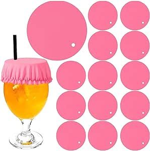 (15-Pack) Universal Drink Cover Scrunchie, Drink Protector for Women with Straw Hole & Washable Polyester/Elastane Elastic Band - Pink College Girl Gifts, Neon Birthday Party, Drink Covers, Neon Birthday, Drinking Vessels, Bachelorette Trip, Cup Sizes, Night Cap, Elastic Fabric