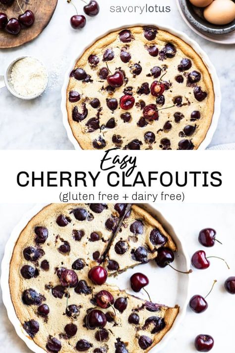 Fresh Cherry Desserts, Gluten Free Flour Substitutions, Clafoutis Recipes, Cherry Clafoutis, Gluten Free Flour Mix, Paleo Recipes Dessert, Easy Ice Cream, Easy Summer Desserts, French Dessert