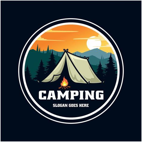 Adventure Illustration, Camping Images, Camp Logo, Adventure Logo, Design Camp, Badge Template, Powerful Inspirational Quotes, Adventure Design, Illustration Logo