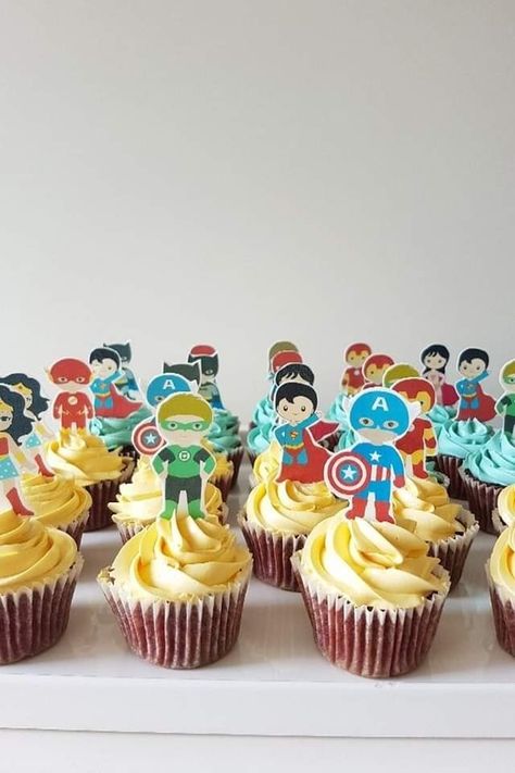 Super Hero Cupcakes, Birthday Cake For Women Simple, Superhero Cupcakes, Happy Birthday Cake Photo, Power Ranger Birthday, Superhero Birthday Cake, Cupcakes For Boys, Birthday Cake With Photo, Birthday Cakes For Teens