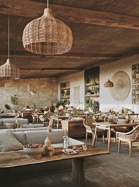 ArtStation - Restaurant in Milos Island Cafe Rustic Interior, Rustic Restaurant Interior, Boho Restaurant, Beach Restaurant Design, Modern Restaurant Design, Outdoor Restaurant Design, Cozy Restaurant, Decoration Restaurant, Rustic Restaurant