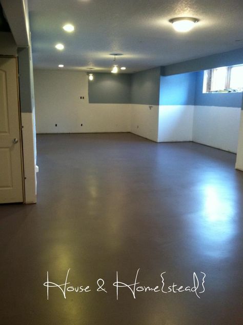 House and Home{stead}: basement floors Porch Floors, Painted Cement Floors, Staining Concrete, Painting Basement Floors, Concrete Basement Floors, Best Flooring For Basement, Basement Floors, Stain Concrete, Basement Flooring Options