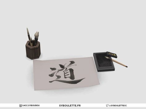 Sims Cc Japanese, Cc Sims4, The Sims 4 Skin, Sims 4 Clutter, Cc Furniture, Calligraphy Set, Sims4 Clothes, Sims 4 Cc Furniture, Sims Community