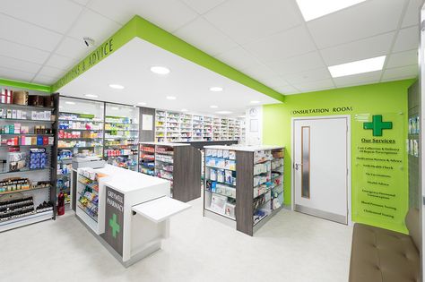 Small Pharmacy Design, Pharmacy Store Front Design, Medical Store Interior Design, Pharmacy Layout, Pharmacy Interior, Medical Shop, Pharmacy Decor, Medical Store, Pharmacy Store